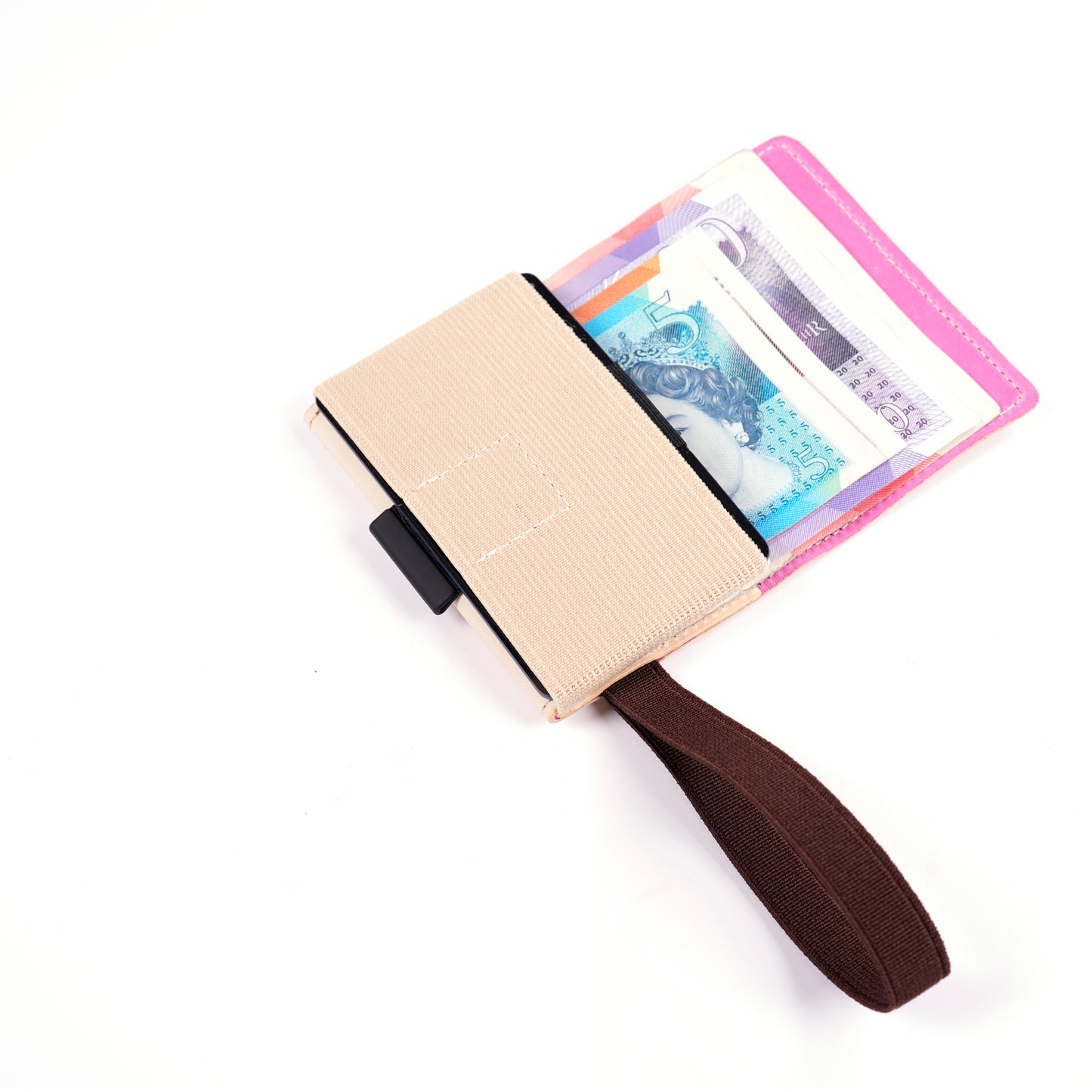 TROVE Cash Wrap: Beige/Pink Leather and Brown