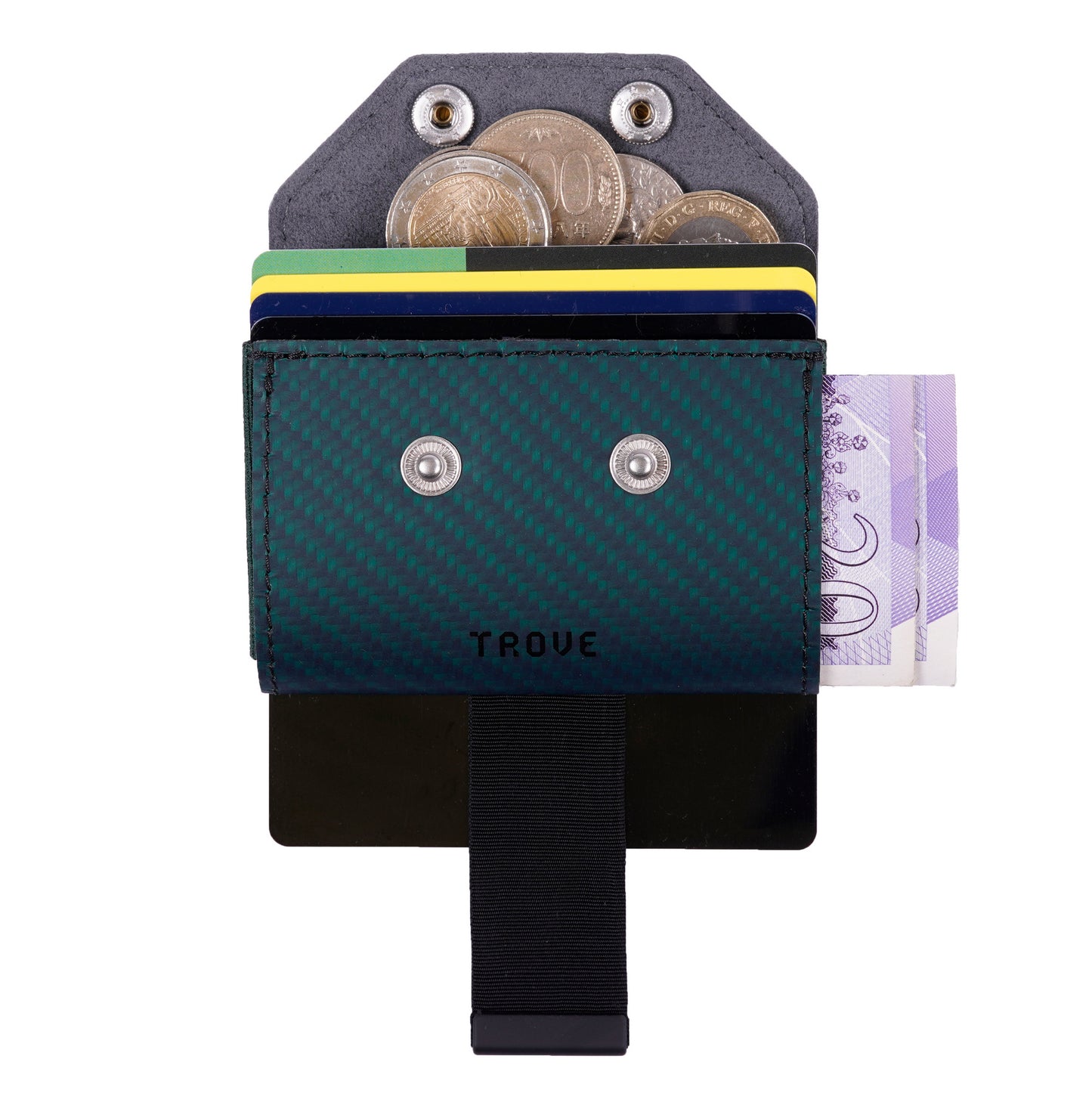 TROVE Coin Caddy: Green Carbon Fibre