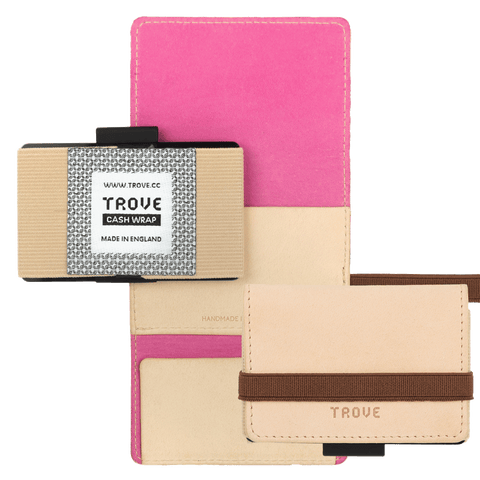 TROVE Cash Wrap: Beige/Pink Leather and Brown